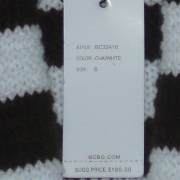 NWT BCBG Maxazria Super Soft Chai/WHT Lg Knit Striped Beach Cardigan Small - Picture 8 of 10